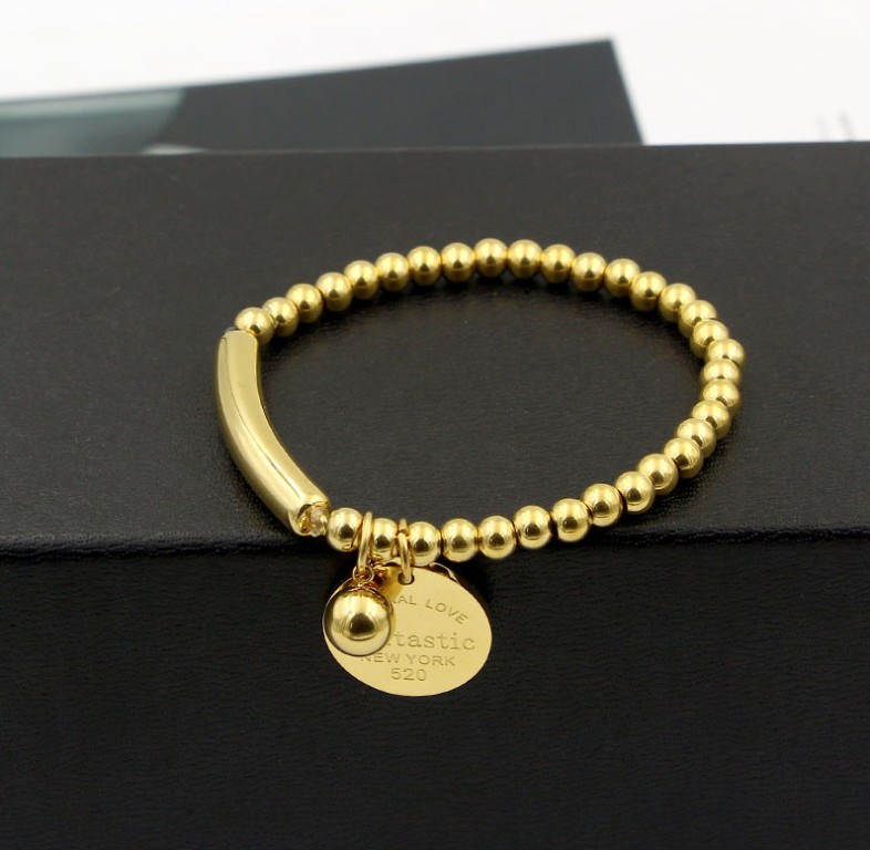 30g Weight Bracelets Classification Retro Round Letter Titanium Steel Plating Bracelets