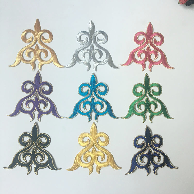 DIY装饰服装辅料 民族风背胶烫熨花贴 电脑刺绣金银布贴