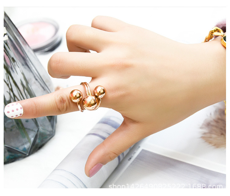 15g Weight No Inlaid Inlay Material Birthday Occasion Titanium Steel Material Geometric Pattern Women'S Gender Plating Design Fashion Style Gold, Silver Color Steel Ball Double Adjustable Ring Pentagram Lucky Ring 6