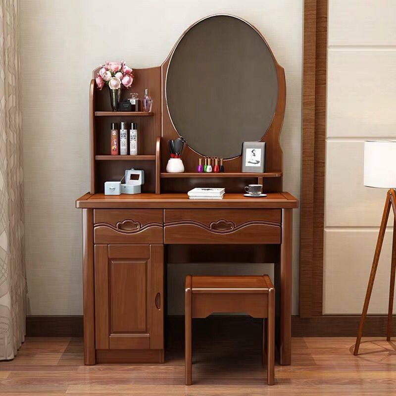 卧室简约现代ins网红化妆桌全实木梳妆台小户型迷你中式橡木妆台