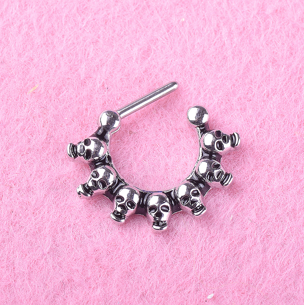 Skull Earrings Steel Earrings Nose Ring Earrings Piercing Jewelry display picture 4