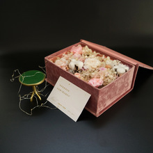 ins风永生花鲜花礼盒 网红抖音生日礼物大号盒 绒布 书本花盒定制
