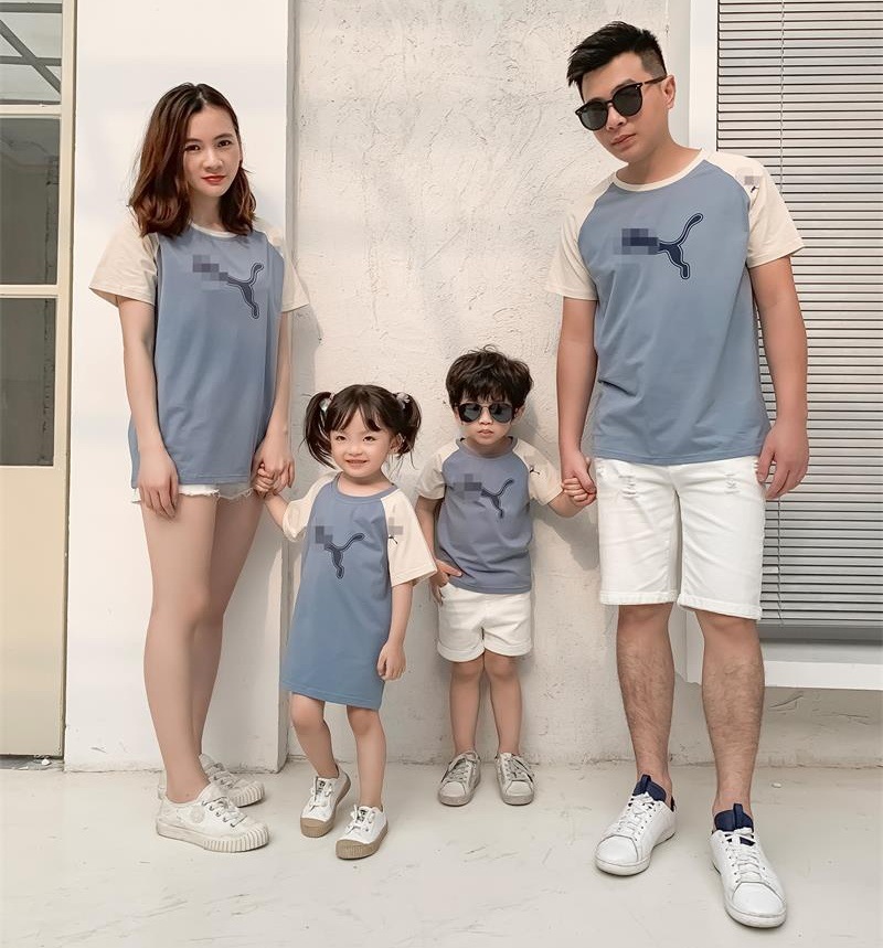 Audio network With children Chaopai 2019 new pattern Star Same item Homewear Hit color children Short sleeved T-shirt Xia Chao