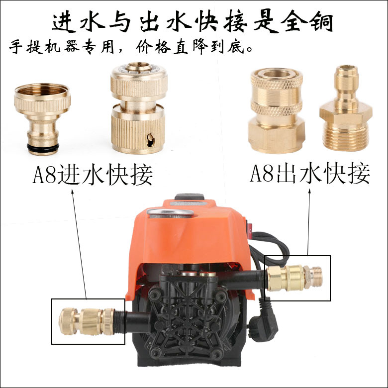 黑猫指南车白马洗车机精品铜制快速接头 出水口铜接头清洗机接头