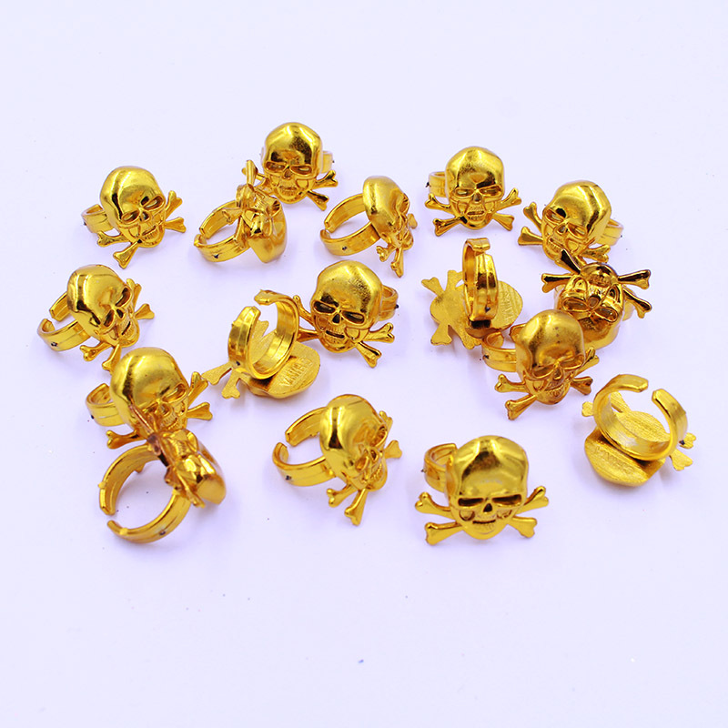 儿童海盗装扮道具海盗戒指首饰珠宝装饰宝藏仿真假塑料骷髅金戒指 价格 厂家 哪里买 我有货 B 5yoho Cn