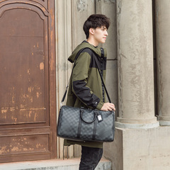 Travel bag for women and men Internet celebrity super large capacity trendy short-distance business trip Korean version presbyopic black plaid handbag