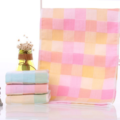 Pure cotton double-layer color grid light and soft absorbent children's bath towel summer beach beach swimming pool sun protection shawl