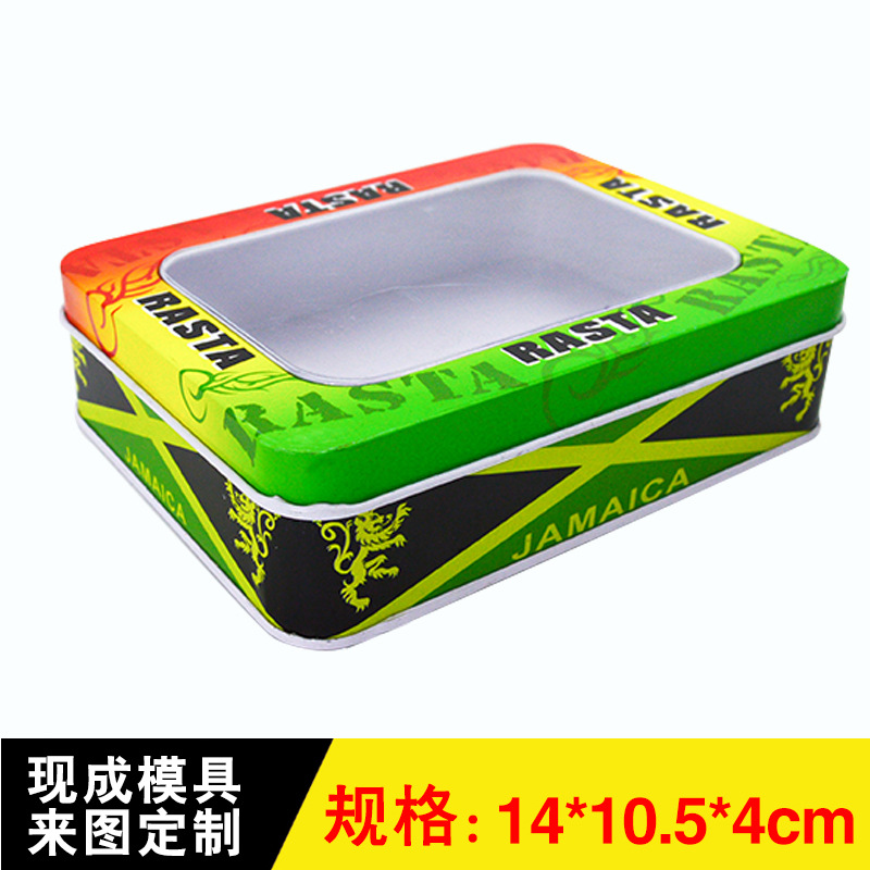 创意时尚马口铁盒 方形配透明盖简约礼品包装文具收纳盒 定制logo