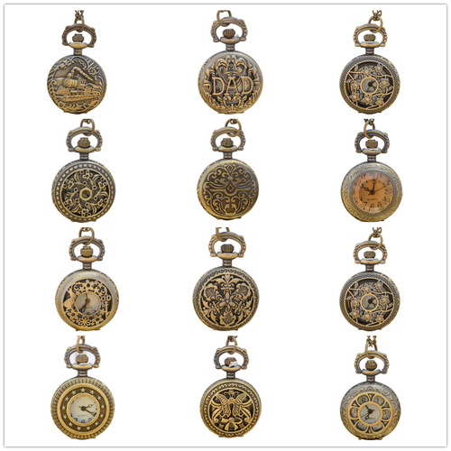 Boshiya small pocket watch wholesale retro flip small pocket watch mixed batch pattern bottom cover casual pocket watch chain