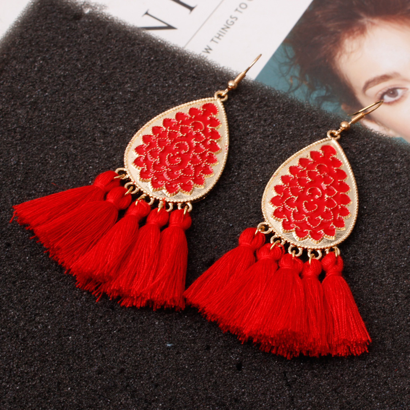 1 Pair Fashion Tassel Alloy Stoving Varnish Women's Drop Earrings display picture 4