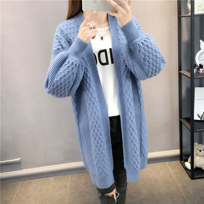 sweater Cardigan Western style Spring 2021 new pattern Women's wear Lazy wind knitting coat Easy Mid length version