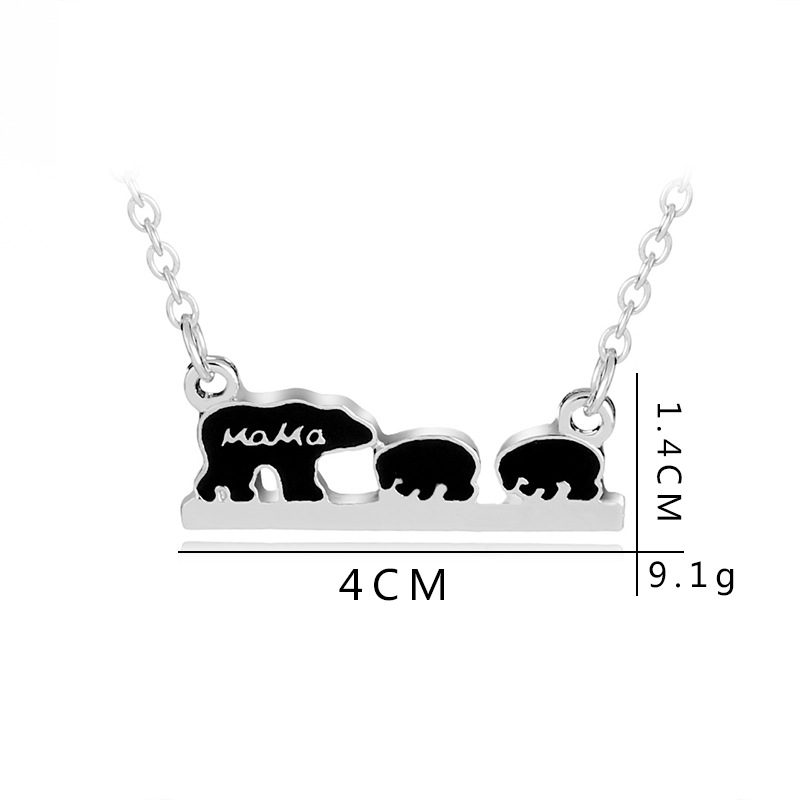 Drop Oil Alphabet Mama Necklace Cute Little Bear Mother Pendant Necklace Accessories Wholesale Nihaojewelry display picture 1