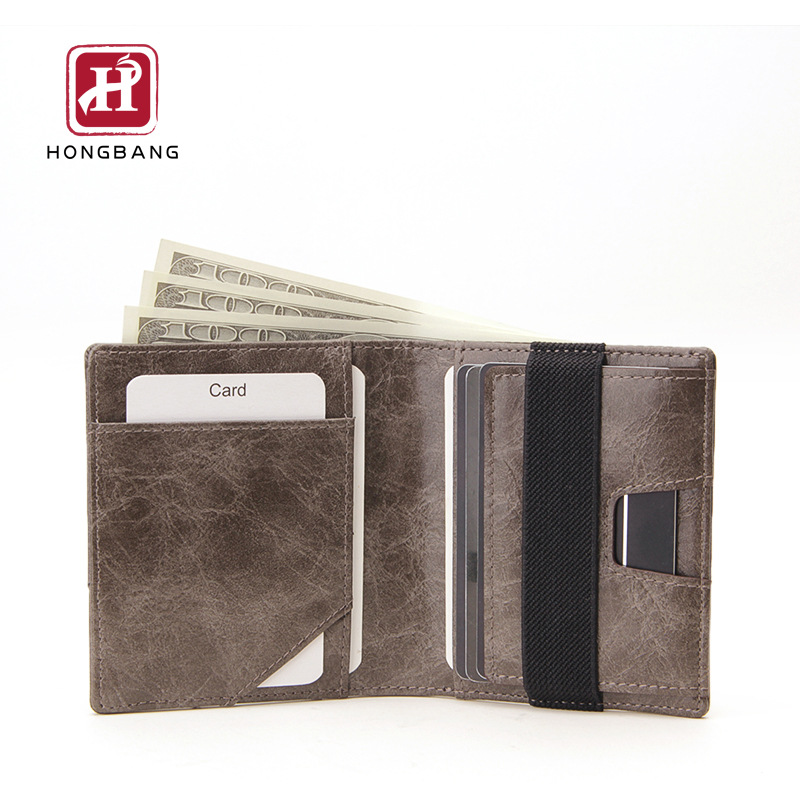 [新款男士商务钱包油蜡pu短款多卡位卡套钱夹跨境leather wallet]