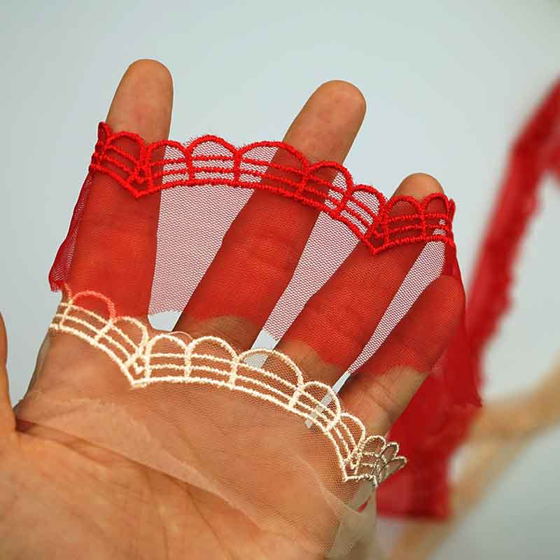 新品热销 网布刺绣波边花边 家居服家纺包边花边