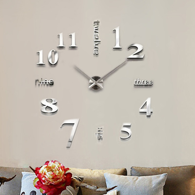 DIY大钟 爆款 镜面墙贴挂钟 3d立体 超大 厂家直销 太阳机芯|ms