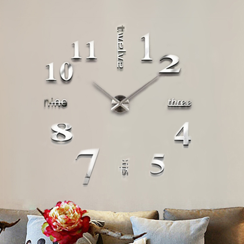 DIY大钟 爆款 镜面墙贴挂钟 3d立体 超大 厂家直销 太阳机芯|ms