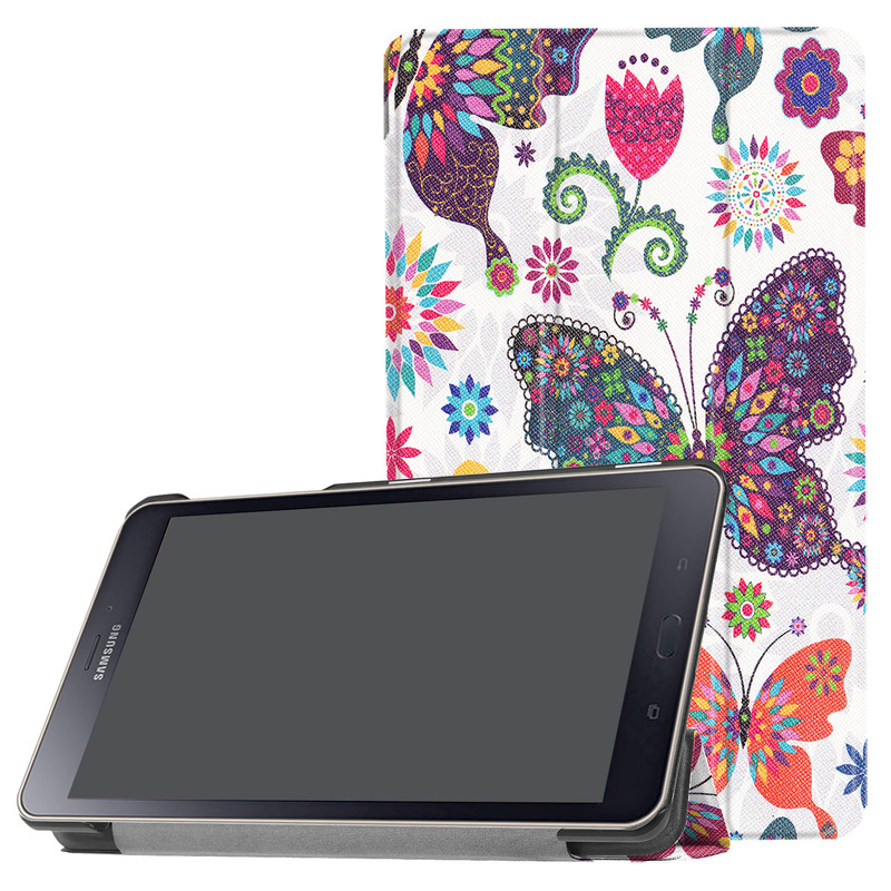 For Samsung Galaxy Tab A 8.0 T380 Flat Panel Protective Cover T385 Tri-Fold Painted Bracket Leather Cover