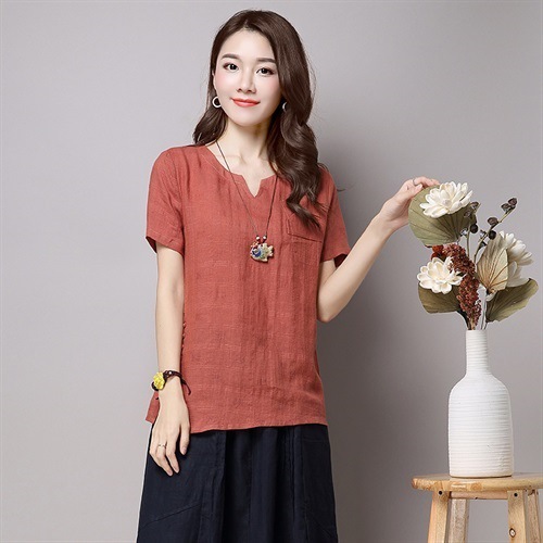 Cotton-linen T-shirt Short-sleeved Summer Dress