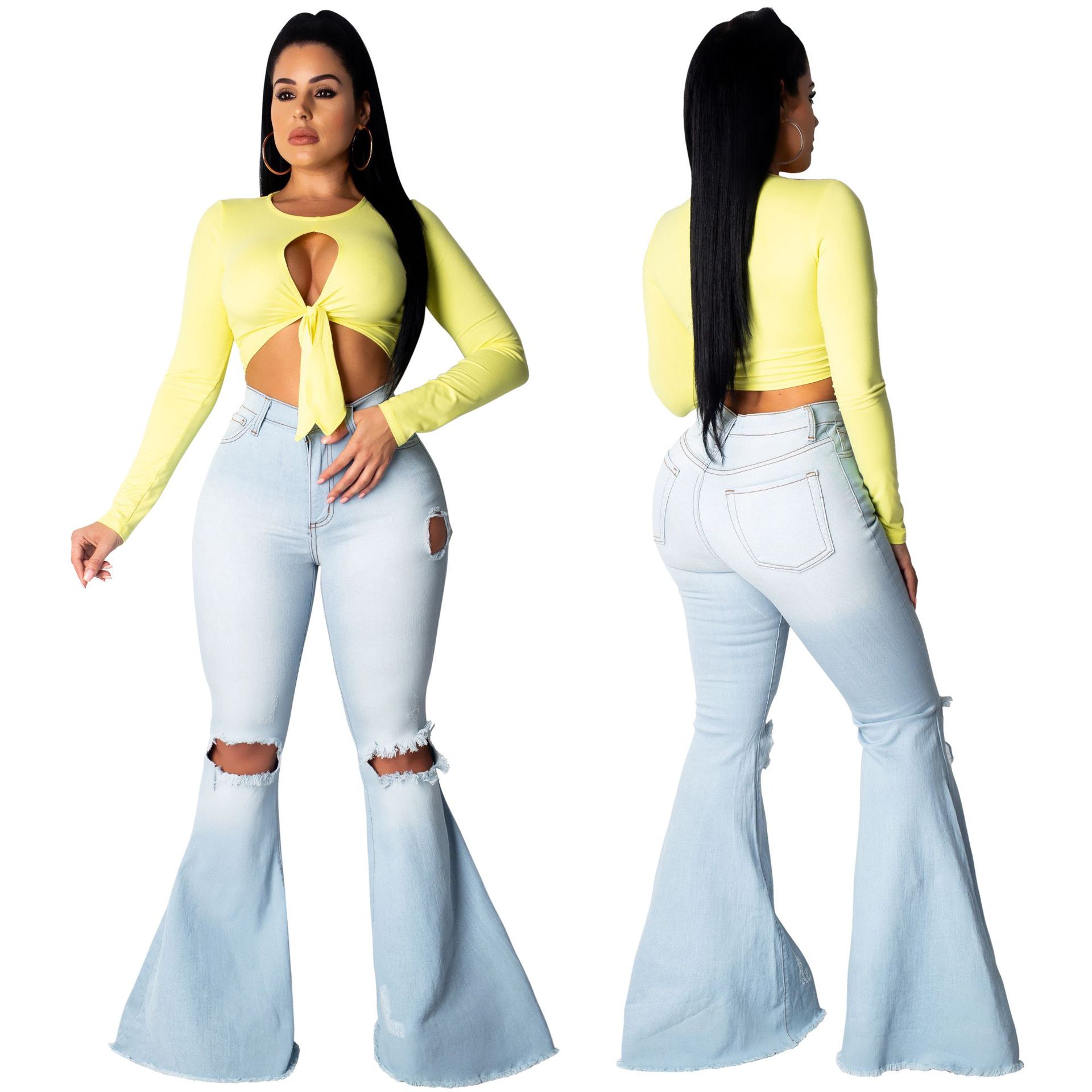 broken hole bell jeans