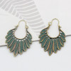 Fashionable bronze green ethnic retro earrings, ethnic style, wholesale