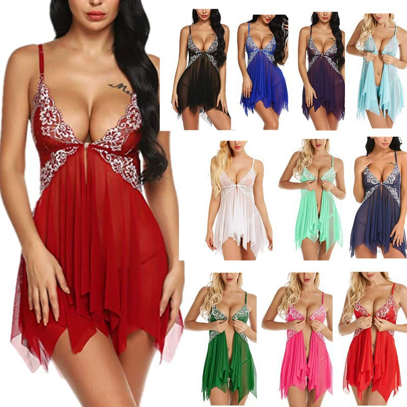 Сексуальное женское белье больших размеров для трансграничной торговли в Европе и Америке: сетчатый топ-комбинация и пижамный комплект