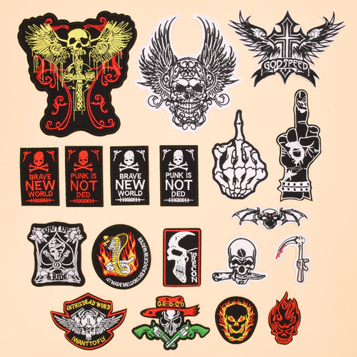 Junalu New Model Direct Sales Motorbike Patch Embroidered Badge Patch Cartoon Fabric Patch Can