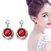 South Korean fashionable goods, silver needle, long retro metal earrings from pearl, silver 925 sample