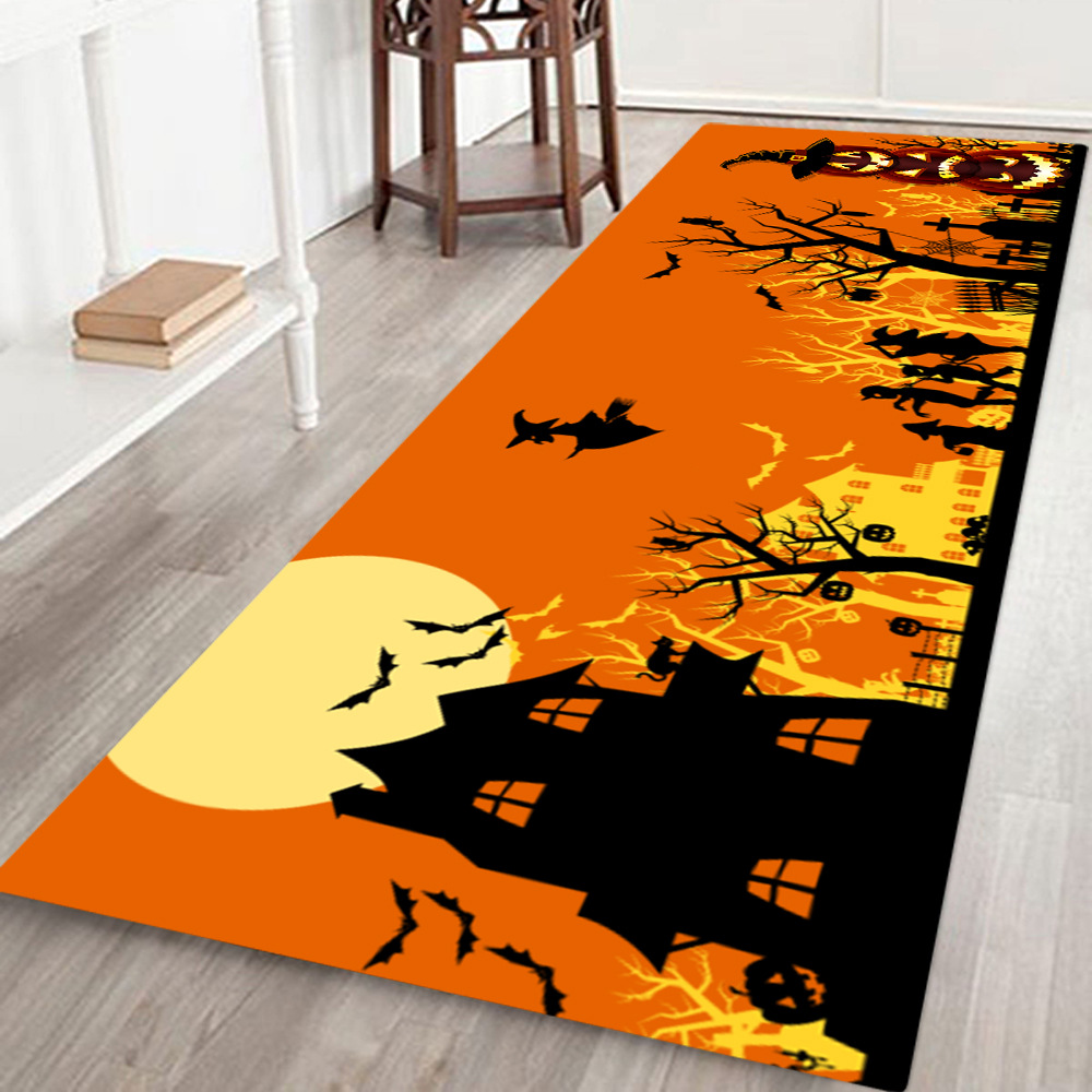 跨境电商批发新款  万圣节系列数码印花法兰绒地垫门垫卫浴防滑垫