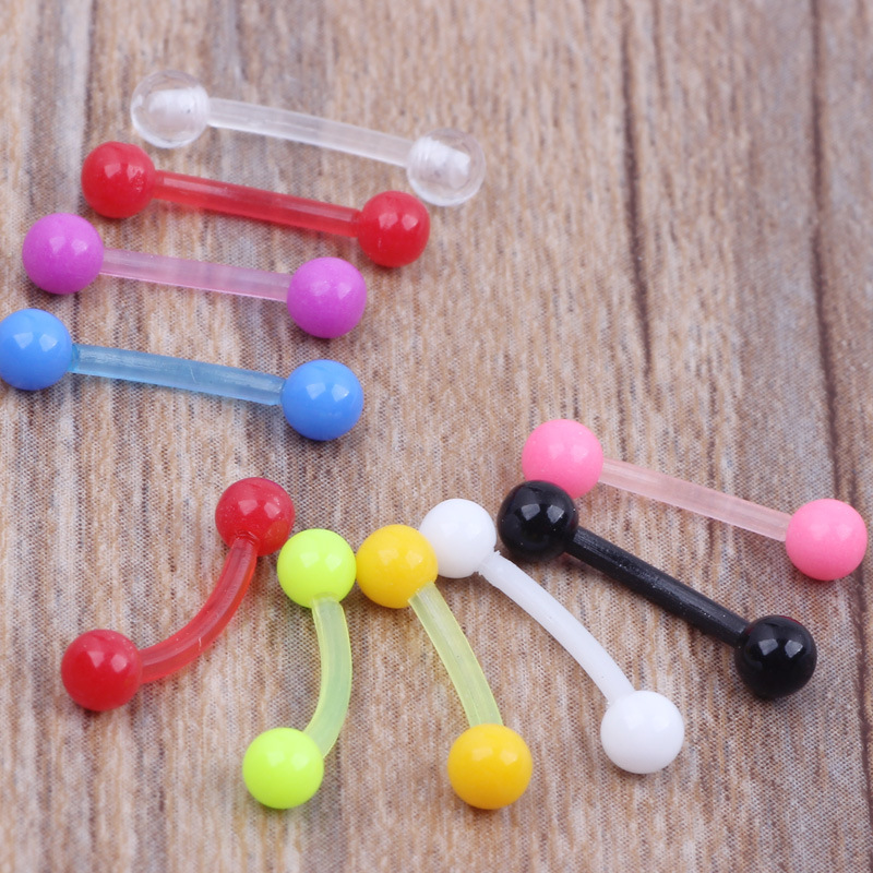 Fashion Trend Curved Ball Candy Color Eyebrow Nail Earrings Basic Piercing Jewelry Acrylic Clear detail image 9