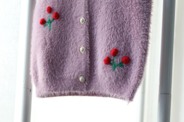 樱桃手工花开衫马甲