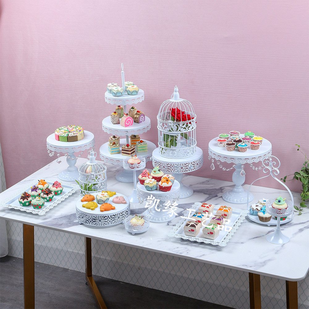 Nuevo oro hierro pastelería soporte pastel soporte traje boda apoyos Rosa pastel soporte decoración 12-piezas conjunto