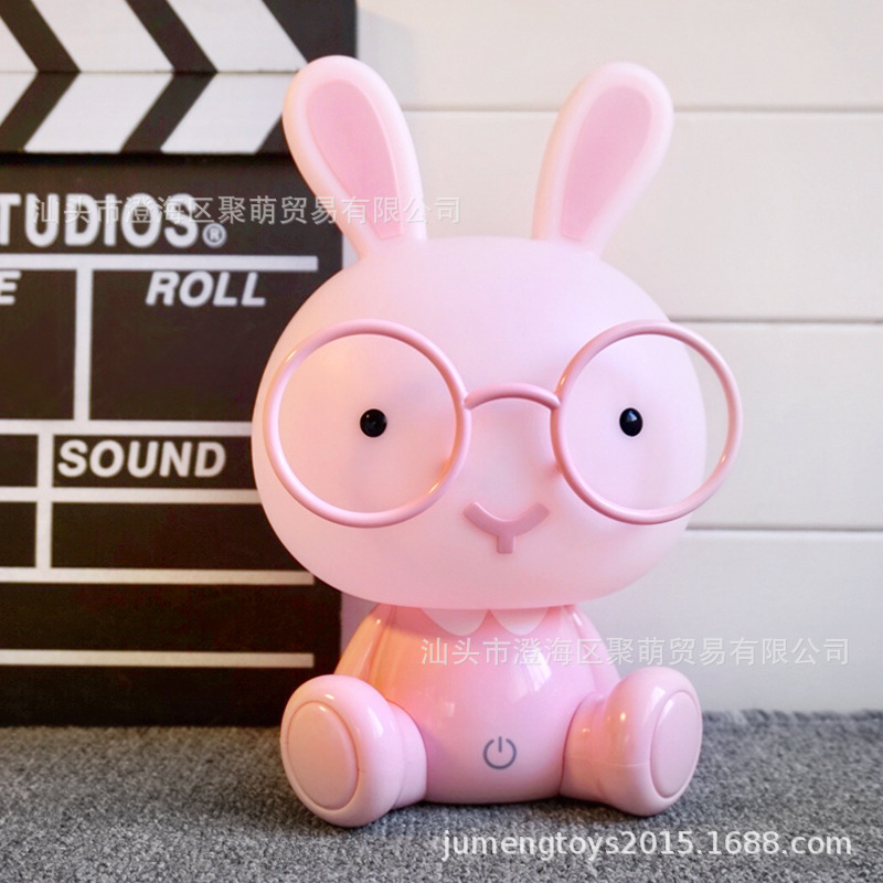 Small size cute rabbit table lamp touch dimming led night light creative gift usb plug-in bedroom panda bedside lamp