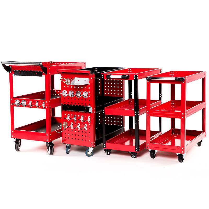 Auto reparación herramienta coche gabinete tres-capa carro multi-función piezas de repuesto gabinete de coche móvil reparación herramienta hierro rack