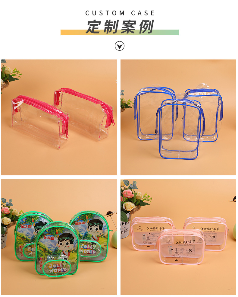 Customized transparent three-dimensional PVC bags, handbags, plastic cosmetics, zipper bags, toiletry bags, storage bags, wholesale and customization pic 13