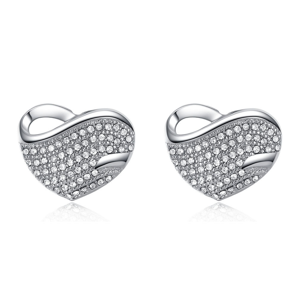 Pendientes De Moda Coreana Venta Caliente Micro Con Incrustaciones De Corazón De Durazno Pendientes De Diamantes Completos Chapado En Oro Real Pendientes Hipoalergénicos Al Por Mayor Nihaojewelry display picture 3