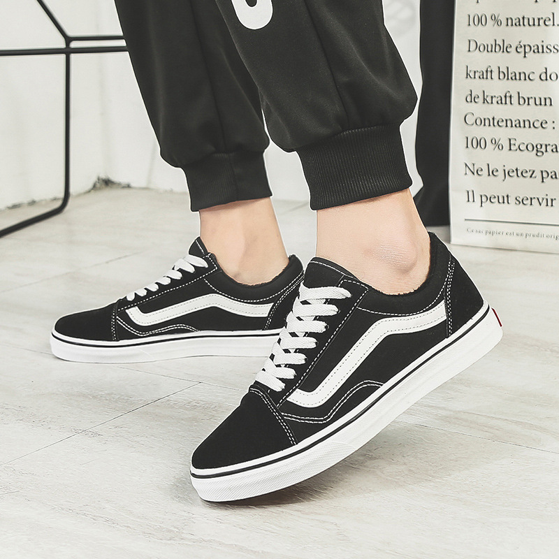 厂家直销秋冬季新款男鞋低帮加绒保暖学生帆布鞋韩版休闲男士板鞋|ru