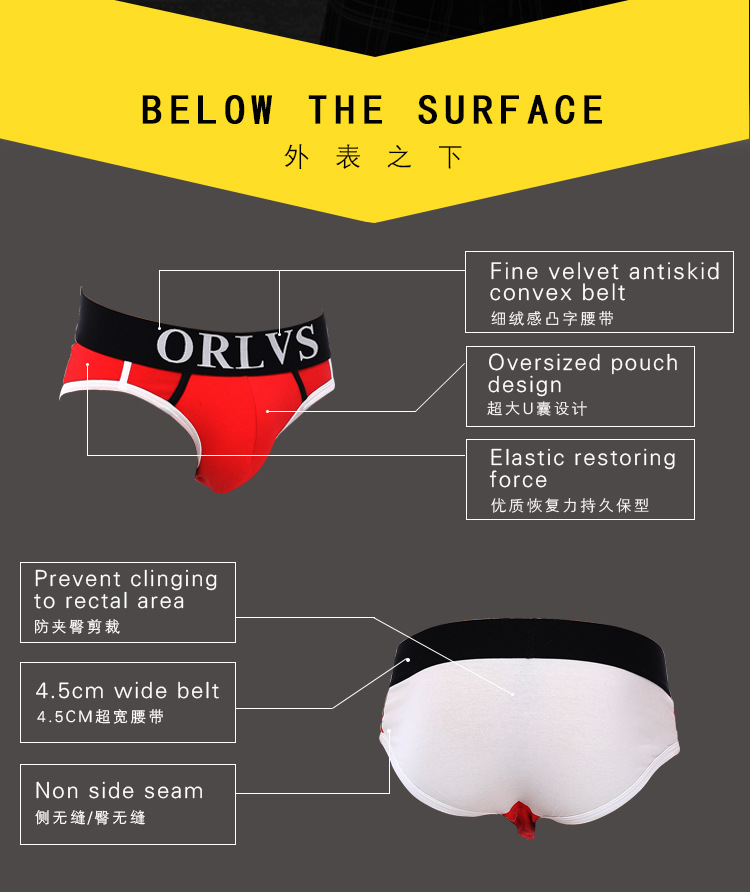 Quick-selling fashion triangle pants U-shaped bag orlvs cotton men's low-waisted underwear tide OR13 2 undefined