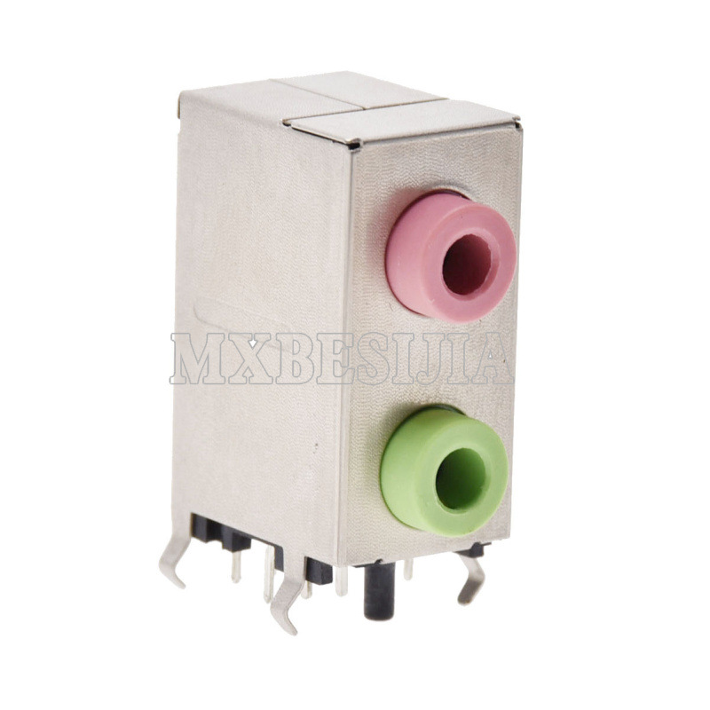 PJ306E 台式电脑主板音频插座 3.5mm 耳机插座双层二位 上红下绿