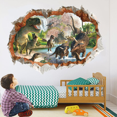 廠家新款跨境新款多款恐龍牆貼客廳臥室兒童房立體裝飾貼畫KS6713