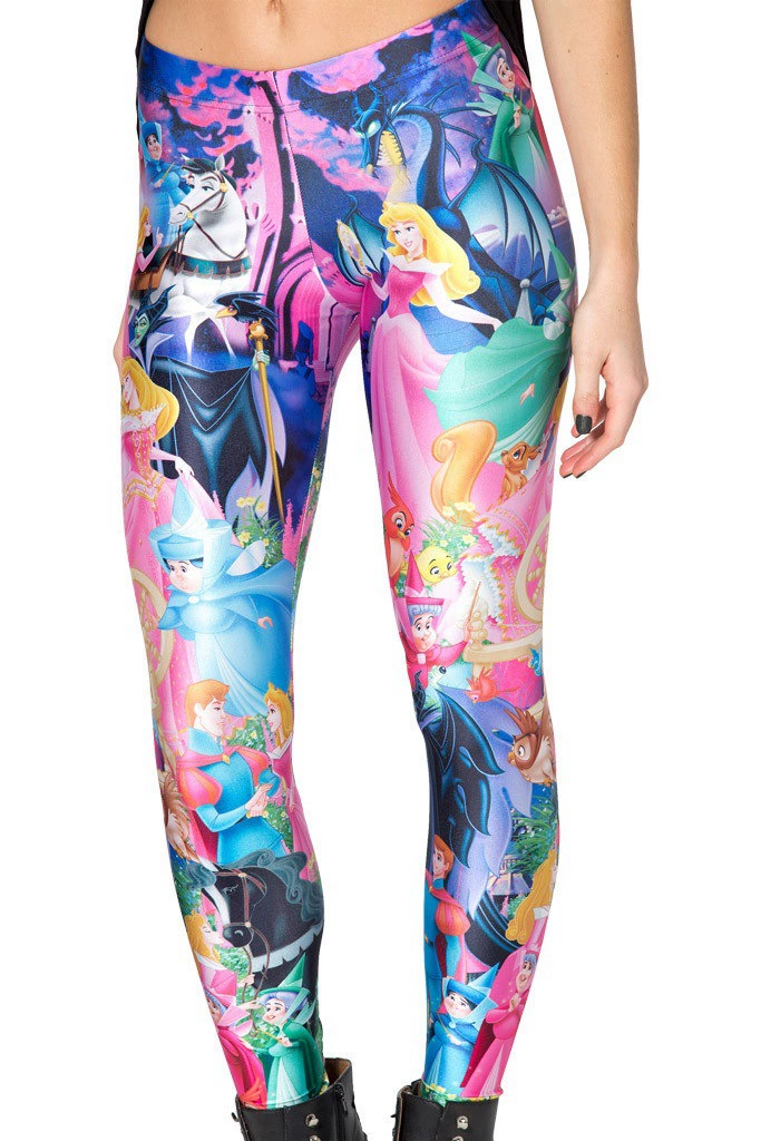 Leggings, 3D digital print, multicolour, European style, one size