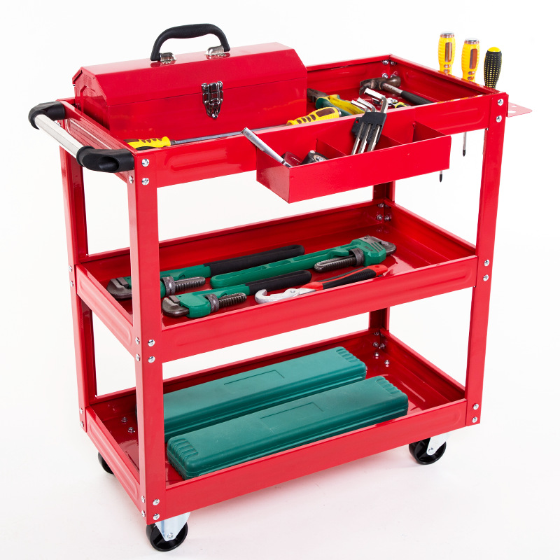 Auto reparación herramienta coche gabinete tres-capa carro multi-función piezas de repuesto gabinete de coche móvil reparación herramienta hierro rack