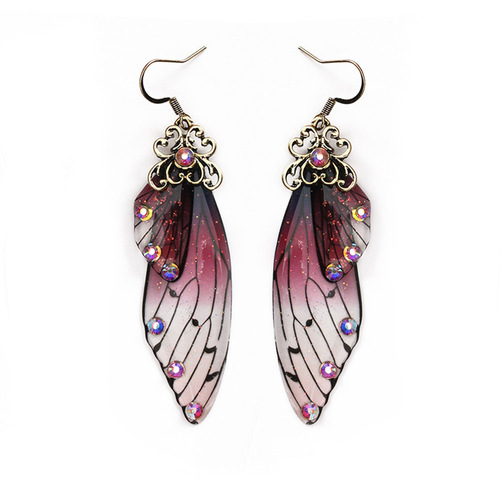 2pairs Korean temperament long butterfly wings bridal earrings women   Personalized fashion animal earrings simulation cicada wings earring