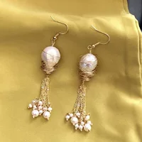 Pearl drop earrings, 925 silver hooks, gold‑plated, freshwater pearls, French style