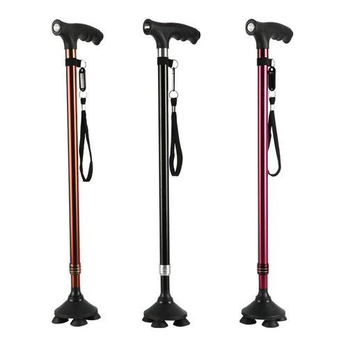 Codno old man's crutch rotating small four-legged telescopic old man's crutch multi-functional anti-slip cane with light