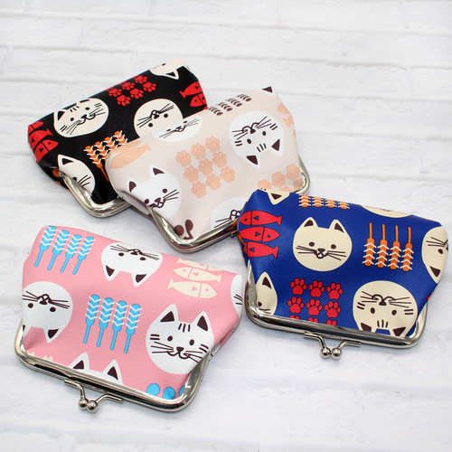 Korean version cartoon kitten coin purse PU creative small purse girls small gifts wholesale