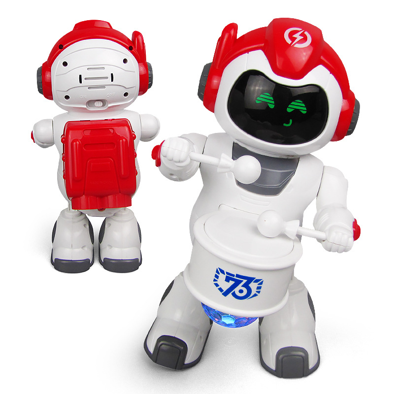 Espacio educativo de los niños baile robot eléctrico feliz pequeño tambor columpio mano luz música puesto Venta caliente Juguetes