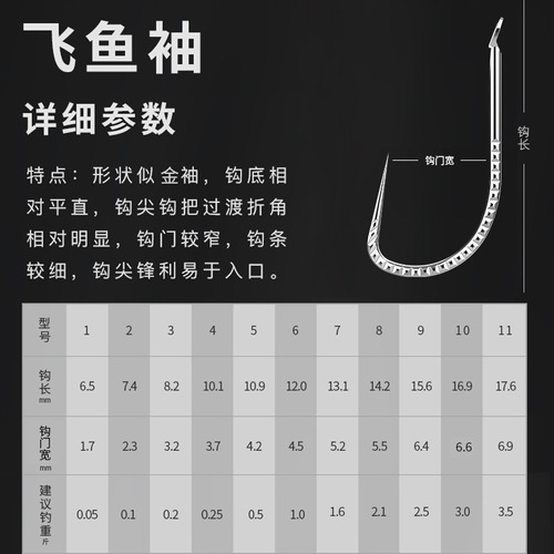 Japan imported dragon lin needle flying fish sleeve tilapia sleeve hook white black pit violent flying knock sleeve crucian carp hook in bulk