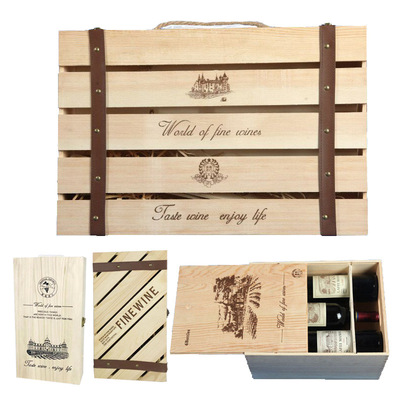 红酒木盒六支装 红酒包装盒双支红酒木箱实木 四支装红酒礼盒定制|ru