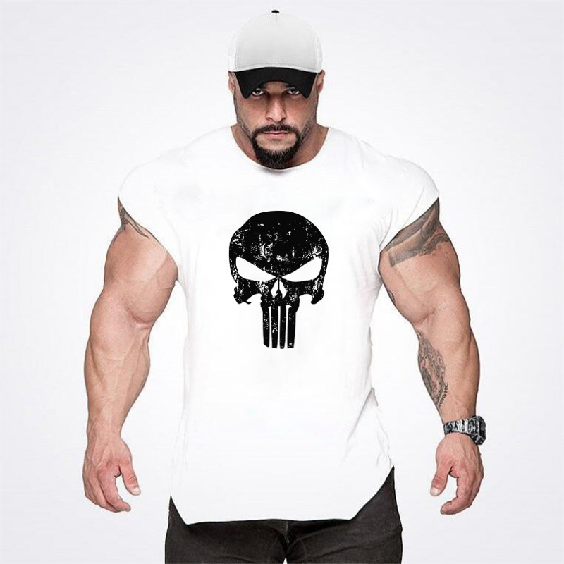 Cross-border Punisher Punisher fitness vest men's gym tank top bodybuilding training cotton sleeveless T-shirt