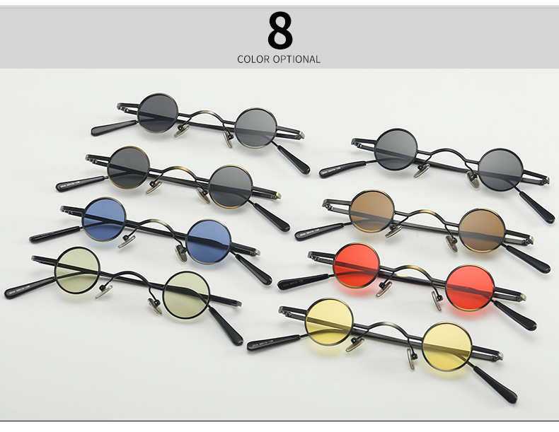 Cross-border Foreign Trade Steampunk Retro Round Narrow Lens Sunglasses display picture 19